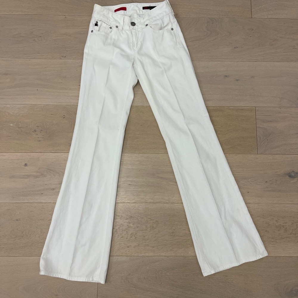 AG white bell bottom jeans.